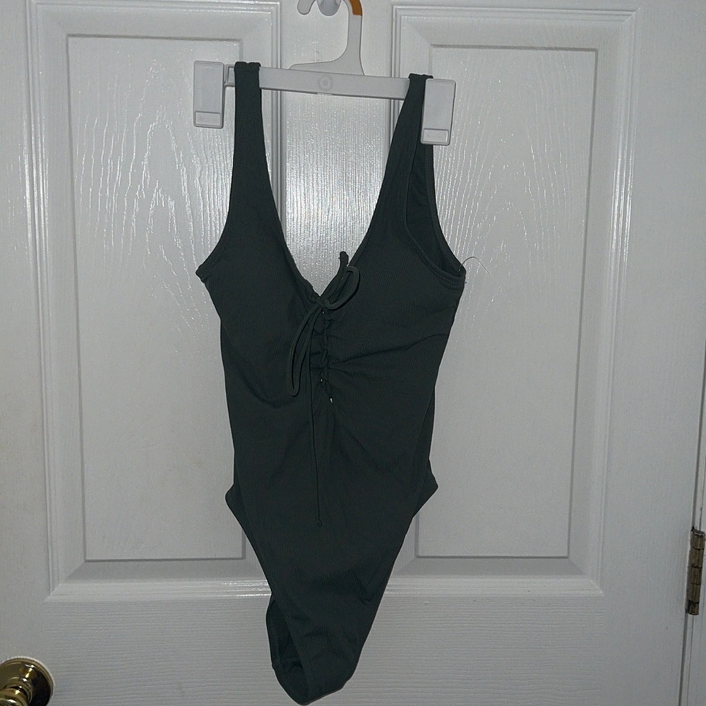 Olive green one piece bathing suit